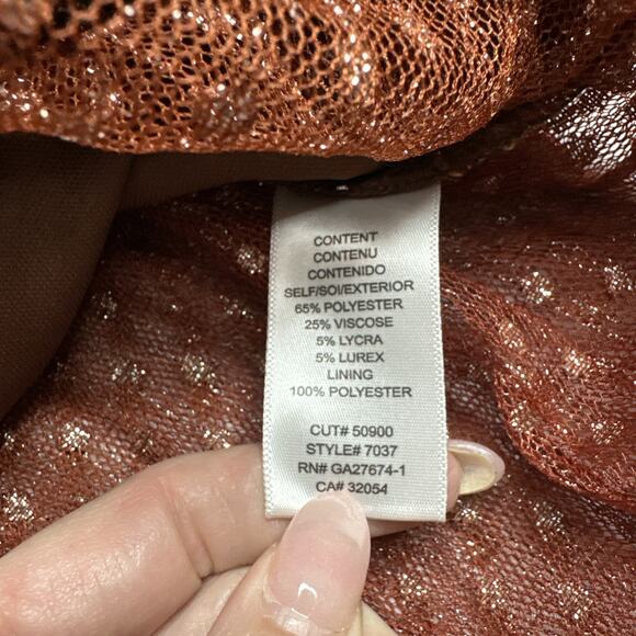 Eva Franco Anthropologie Jacquard Floral Mesh Peplum Top Brown XS Cottage - Picture 9 of 11